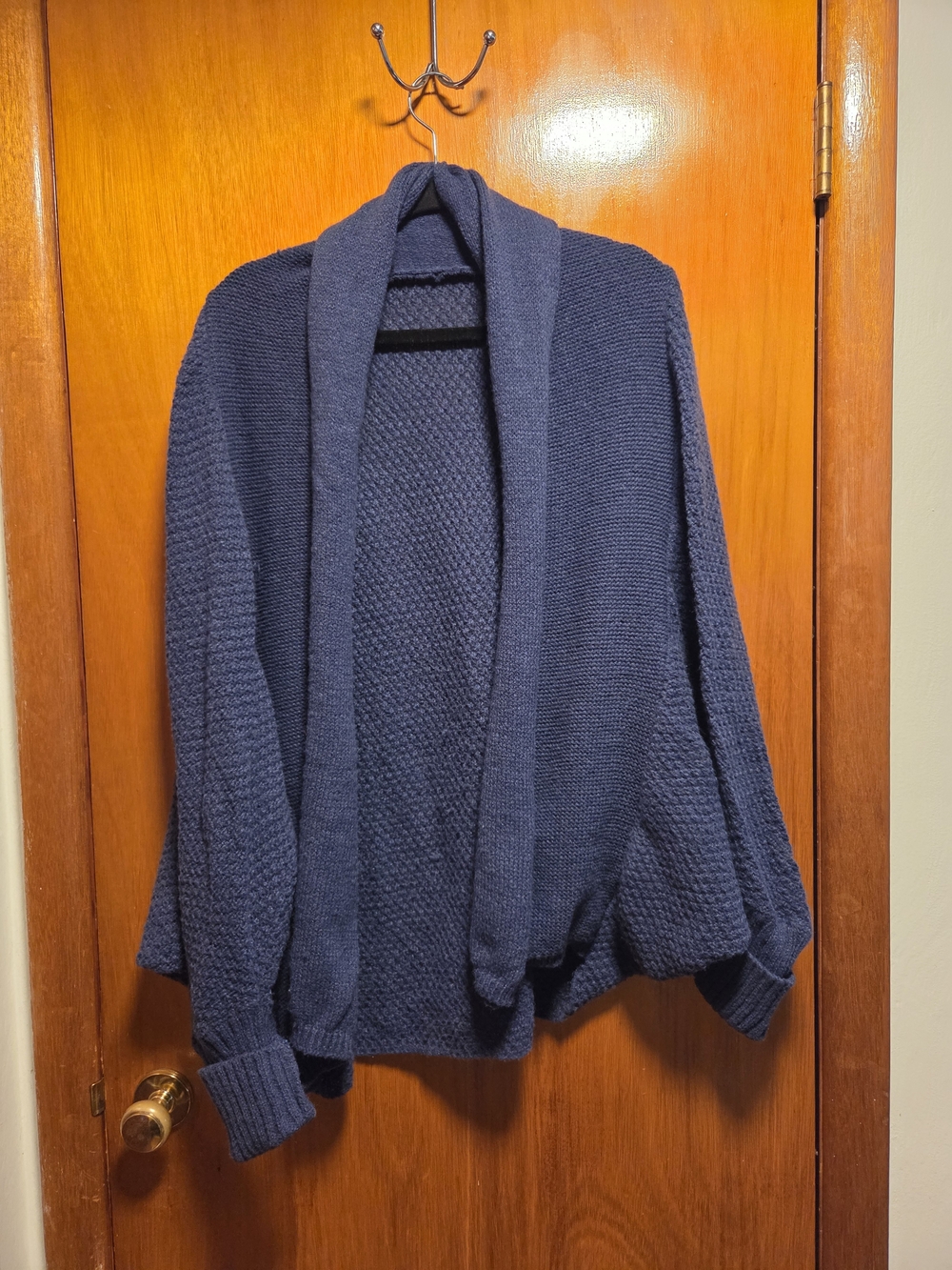 Cozy Open-Front Navy Knit Cardigan Sweater - Women